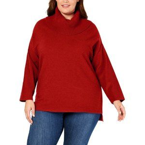 Style & Co Cowl Turtleneck Sweater Red 1X